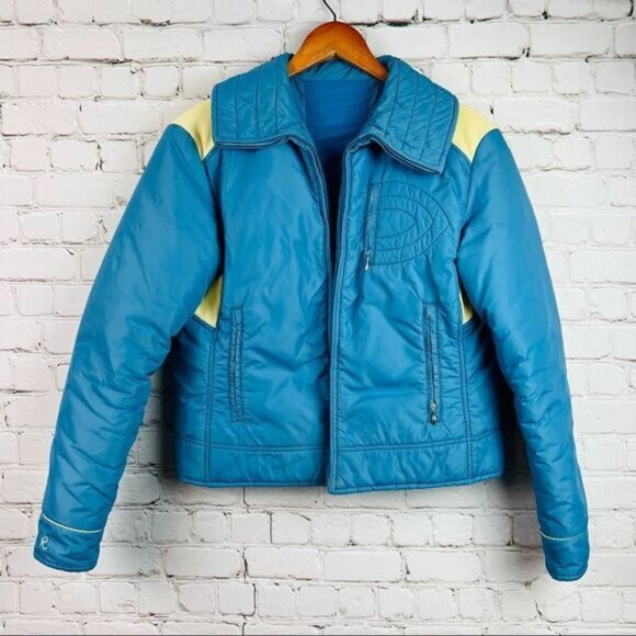 Vintage 70s Robbe Skiwear Apres Ski Outerwear Down Puffer Jacket Blue M - Picture 8 of 16